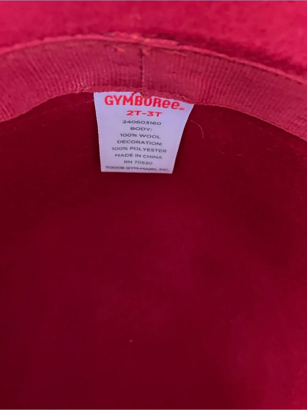 Gymboree Red Cloche Hat with Black Velvet Bow